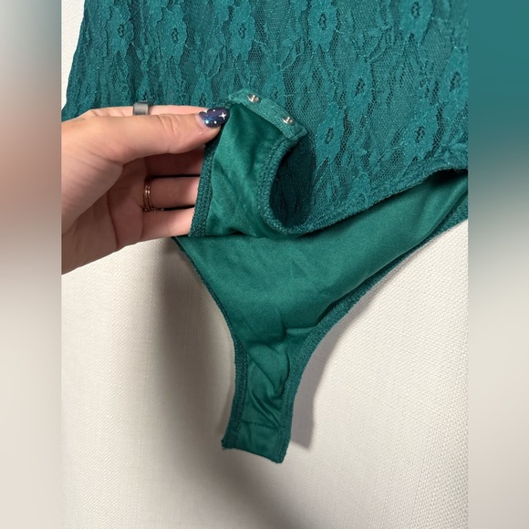 Self Esteem Emerald Green Lace Long Sleeve Bodysuit XS - Picture 5 of 8